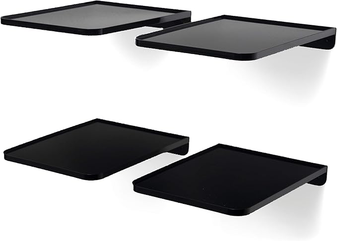 Boxy Concepts Hat Rack for Wall - Pack of 4, Black - Quick 3M Tape & Nail Mount - Showcase Collection, Baseball Cap Display Shelves - Flexible Layout Options, Racks For Caps