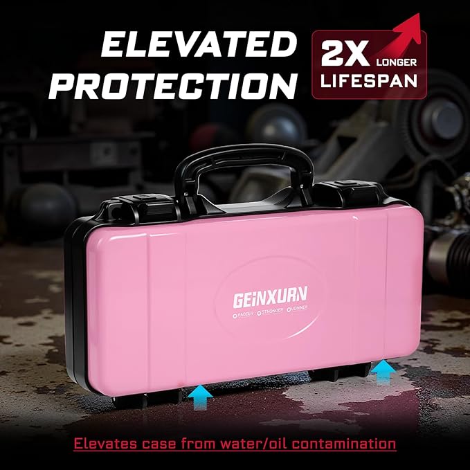 11”Pink Tools Box, Portable Steel Heavy-duty Tool Case with Safety Latch and Handle for Tools Storage and Organizers, Home DIY