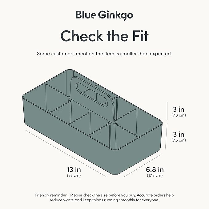 BLUE GINKGO Stackable Organizer Caddy – Korean-Made Portable Tote for Bathroom, Office, Crafts, or School Supplies (Long Rectangle, Green)