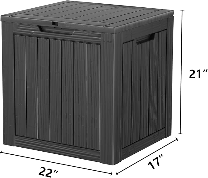 29 Gallon Resin Deck Box Waterproof Outdoor Storage Box for Patio Furniture Pool Accessories Indoor Storage for Cushion Garden Tools, Black