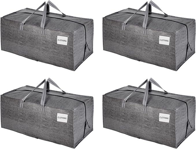 VENO 4 Pack Heavy Duty Moving Bags with Backpack Straps, Zippers & Handles, Extra Large Packing Bags for College Dorm Essentials, Moving Supplies Alternative to Cardboard Moving Boxes