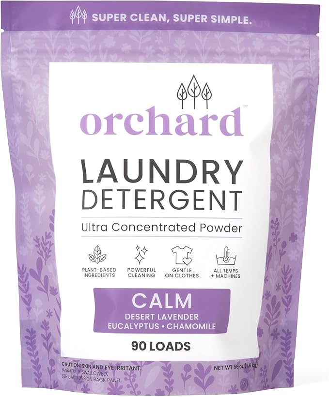 Orchard Laundry Detergent Powder Natural Deep Cleaning Laundry Powder for Sensitive Skin - Lavender Chamomile - Plant Based Effective Ingredients - 3.5lbs - Enzyme-Powered, Eco Friendly Detergent