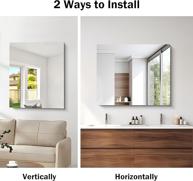 CILIBER Frameless Mirror, 30x36 inch Rectangle Bathroom Mirror for Wall, Upgraded Shatterproof Vanity Mirror with Polished Edge for Bathroom,Bedroom,Living Room and Entryway