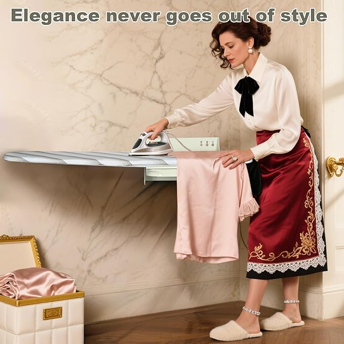 uyoyous Wall Mounted Ironing Board 37.4x11.8x7.3 inch Foldable Iron Board Wall Mount 180° Swivel Heavy Duty Ironing Boards with Heat Resistant Cover for Home Laundry Room