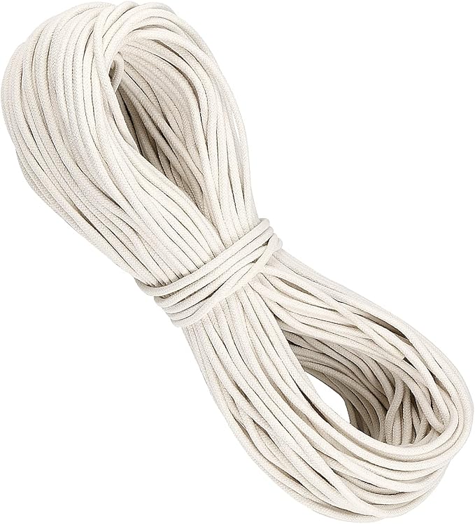 JEUIHAU 328 Feet 1/4 Inch Cotton Rope, 6mm Natural White Clothesline Rope Utility Cord for Clothes Hanging, Crafting, Macrame, Basket Making, and DIY Art Projects