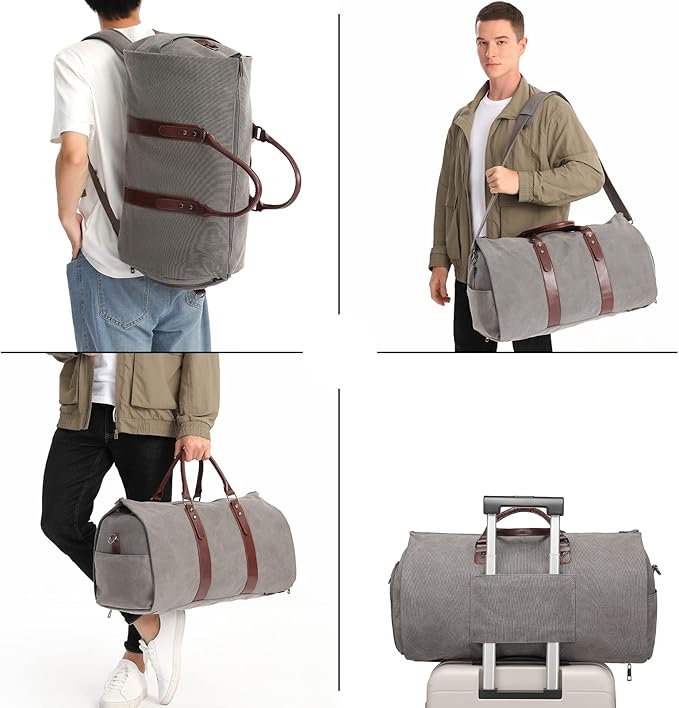 seyfocnia Convertible Travel Garment Bag,Carry on Garment Duffel Bag for Men Women - 2 in 1 Hanging Suitcase Suit Business Travel Bag