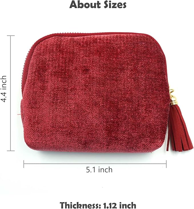 Travel Jewelry Case, Travel Jewelry Organizer, Travel Jewelry Bag with Zipper, Small Travel Jewelry Pouch for Necklaces Bracelets Bangles Rings Earrings Gemstones Storage (red)