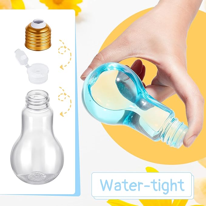 Juexica 108 Pieces Plastic Fillable Light Bulb Ornaments Clear Empty Lightbulb Containers Small Candy Bottles Drink Cups Decorative Jars for Crafts Gifts Party Favors 100 ml(Gold Cap)