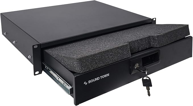 Sound Town 19-inch 2U Locking Rack Drawer, with Protection Foam (STRD-2D)