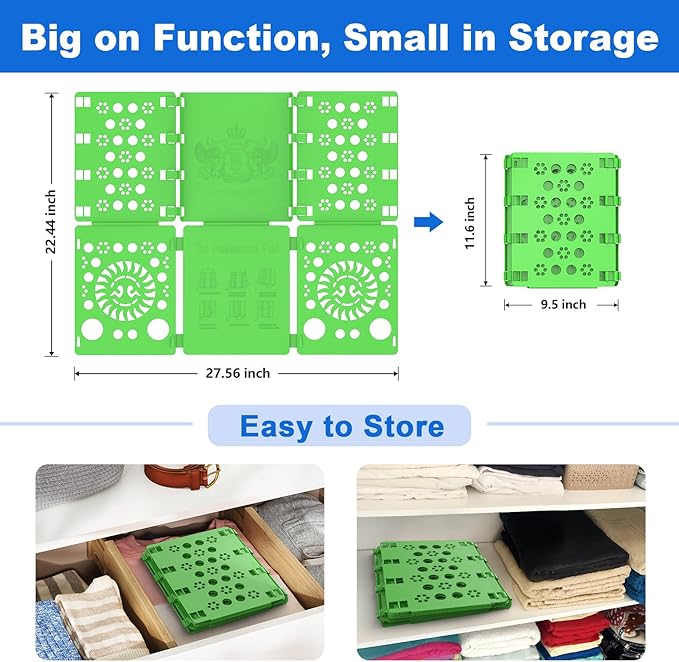 BoxLegend Shirt Folder Board Tshirt Clothes Folder Folding Board Durable Laundry Sorter Helper Liner, Green