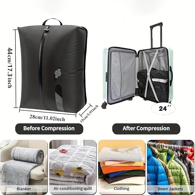 Compression Bags for Travel with Electric Pump – 70D Nylon & TPU Waterproof, Reusable Vacuum Seal Bags for Clothing Travel, Space Saver Bags for Luggage and Home Storage (17L, 2-Pack + Pump)