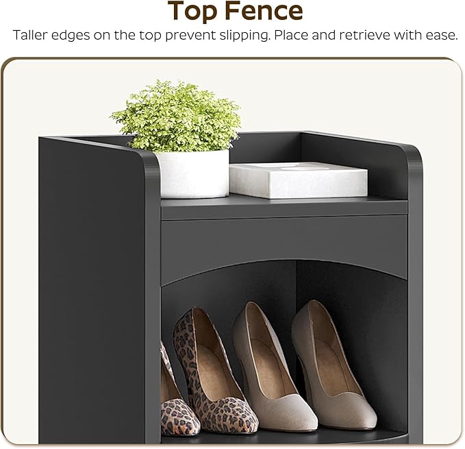 9-Tier Tall Shoe Rack, Wooden Shoe Storage Organizer, Narrow Shoe Cabinet with Removable Shelves for Small Spaces, Holds 18 Pairs of Shoes, for Entrance, Hallway, Black SS02BK