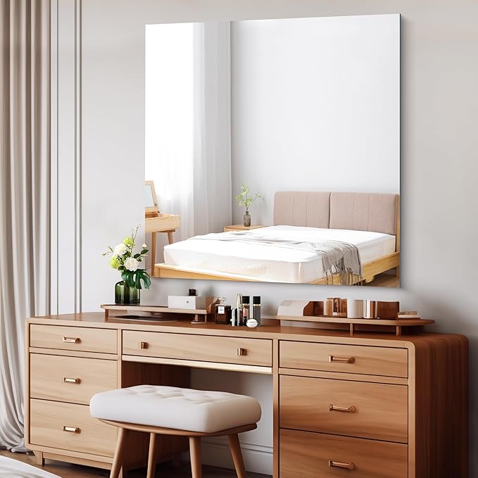 CILIBER Frameless Mirror, 42x42 inch Square Bathroom Mirrors for Wall, Upgraded Shatterproof Vanity Mirror Over Sink with Polished Edge for Bathroom,Bedroom,Living Room and Entryway
