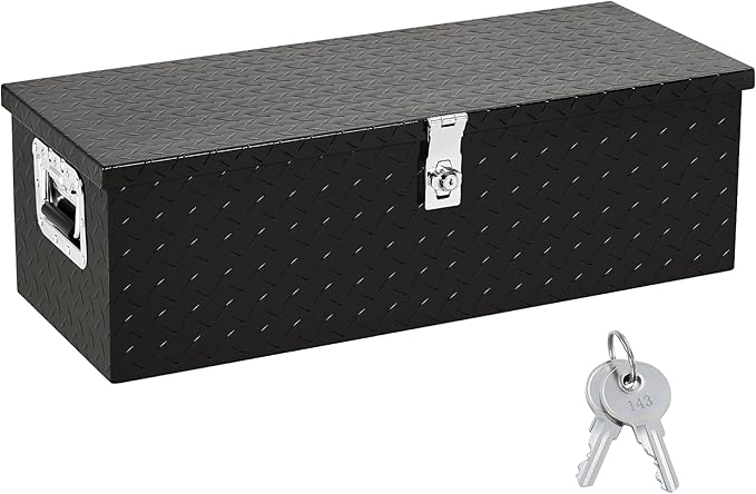 Garvee 30 in Heavy Duty Aluminum Diamond Plated Tool Box Pick Up Truck Bed RV Trailer Toolbox Square Storage Organizer with Side Handle, Lock and Keys, Waterproof -30 in x 13 in x 10 in