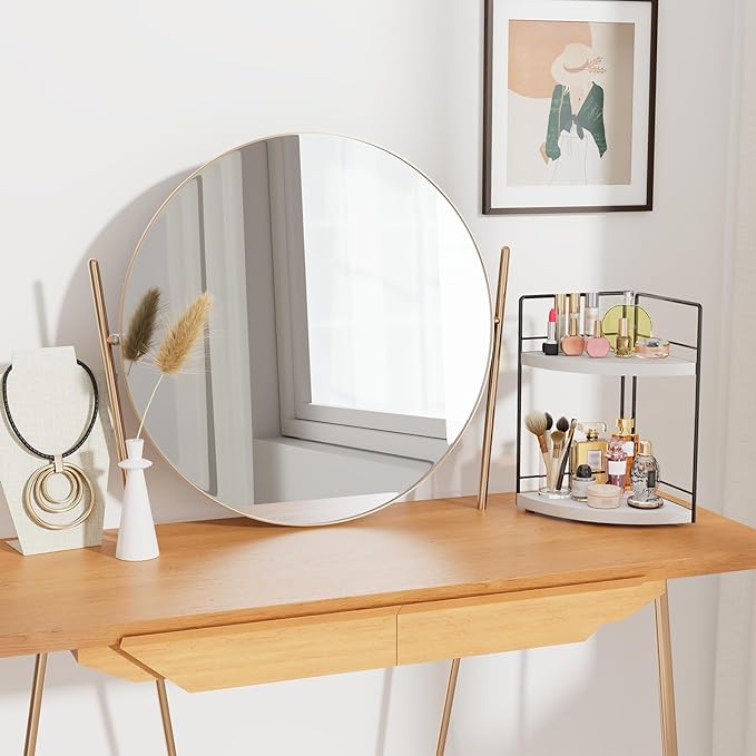 2 Pack Bathroom Counter Organizer,2 Tier Corner Bathroom Counter Organizer, Wooden Vanity Organizer for Bathroom Organizers and Skincare Cosmetics Dresser Storage