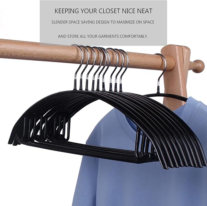 Contour Metal No Bumps Hanger - Suit, Coat & Sweater Hanger (Pack of 50, Black)