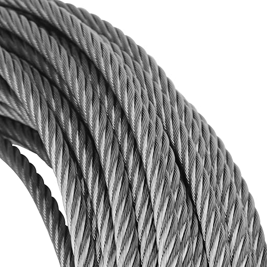 LEXININ 3/16 Inch x 98 Feet Rope Cable, 5mm Thick Stainless Steel Wire Rope 7x19 Strands Construction, Picture Hanging Aircraft Cable for Deck Railing, DIY Balustrade, Clothesline