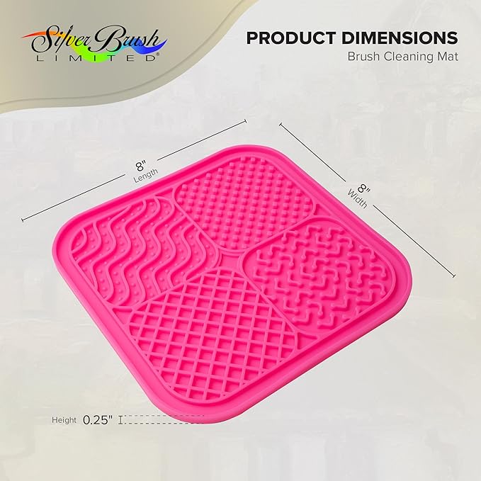 Silver Brush Limited 9060 Silver Essentials Multi-Quadrant Brush-Cleaning Silicone Mat for Makeup Brushes, Makeup Applicators, and Makeup Sponges, For Home and Travel, 2 Pack