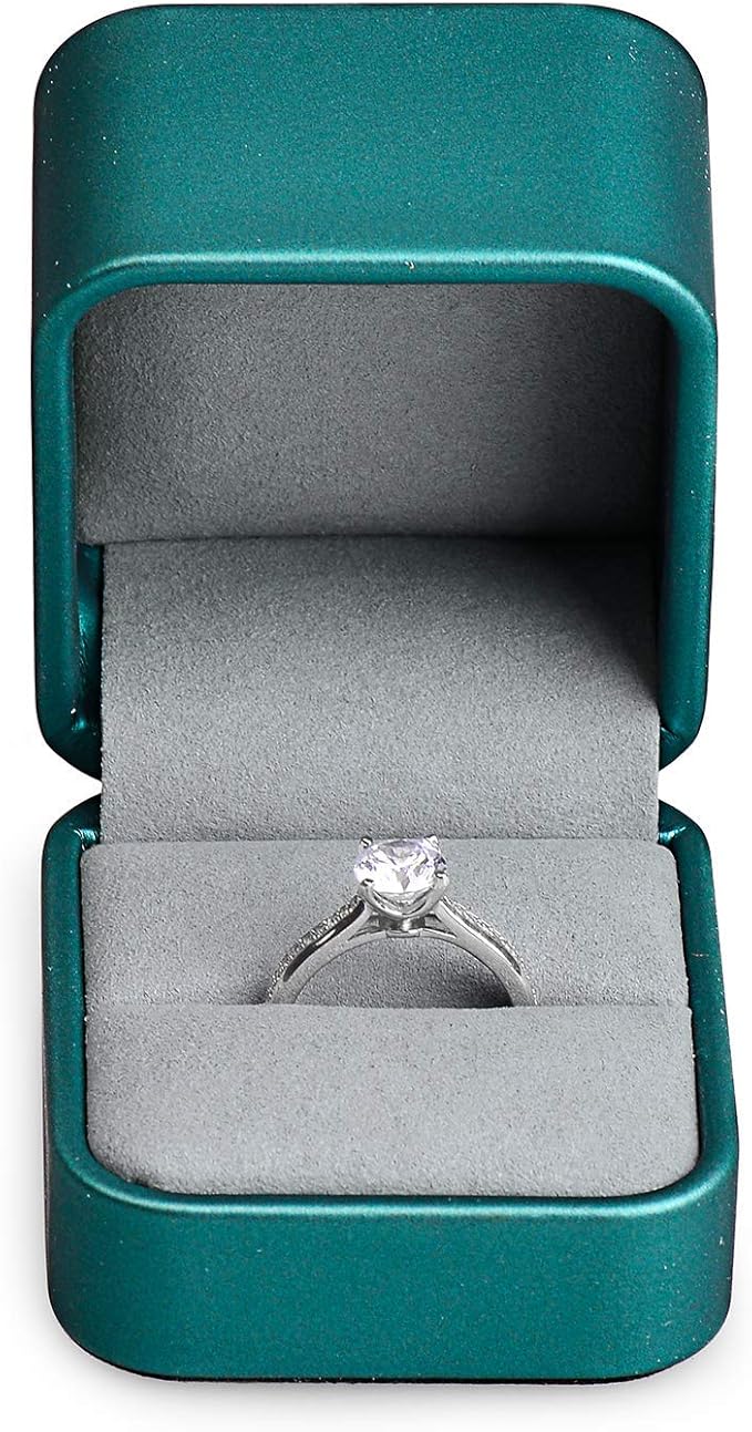 Oirlv Green Leather Ring Box Velvet Travel Jewelry Case Small Ring Box Vintage Jewlery Display Portable