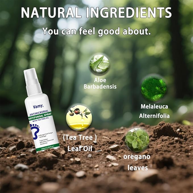 VAMY Natural Foot & Shoe Deodorizer Spray -Athletes Foot Spray, Natural Foot Care for Itching & Odor Relief, Soothing Formula with Botanical Extracts. Fragrance Free (1 PCS)