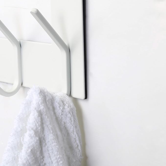 SKOLOO Over The Door Hook - for Doors up to 1-3/4'' Thickness, White, No Assembly Required, Stainless Steel, Door Coat Rack for Entryway & Bathroom Hanging Coats, Backpack, Robes, Towels, Pack of 2