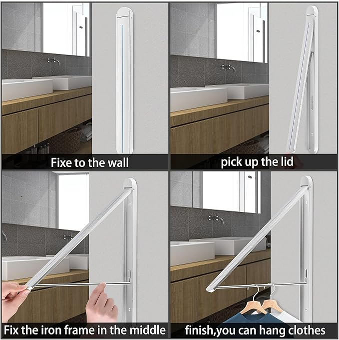 Clothes Drying Rack,Wall Mounted Clothes Hanging Rack,Retractable Folding Hanger,Laundry Room Organization,Drying Racks for Laundry,Bathroom,Garage,Indoor&Outdoor Aluminum1pcs