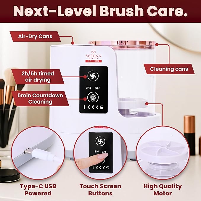 Automatic Electric Makeup Brush Cleaner Machine – 3-in-1 Automatic Makeup Brush Cleaner & Dryer, USB Powered, 5 Min Auto-Cycle, Cleans & Dries Multiple Brushes in 5 min.