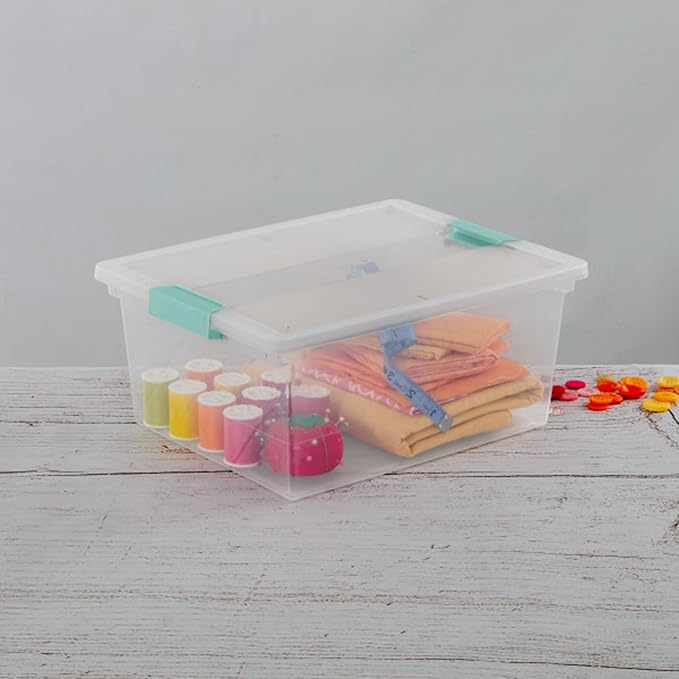 Sterilite 8-Pack Clip Box, Stackable Clear Plastic Bins with Latching Lids, Deep - Writing, Arts or Crafts Supplies Storage Containers for Home, Office, Classroom and Workshop Organization