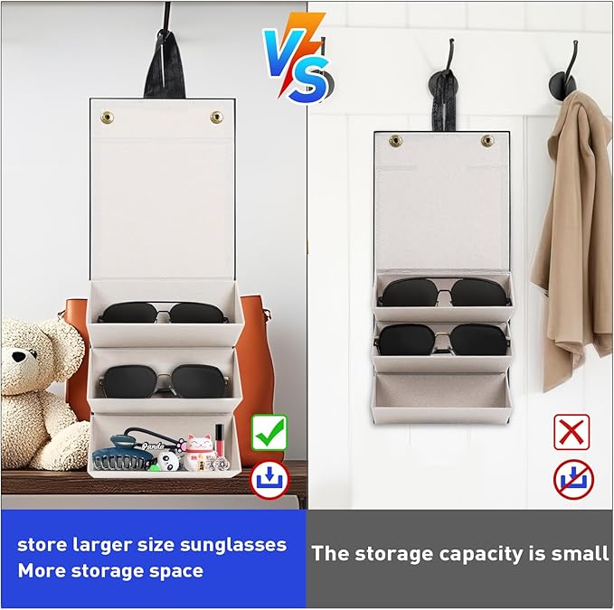 Travel Sunglasses Organizer, Sunglasses Travel Case for Multiple Pairs, Multiple Glasses Travel Case for Women, Men