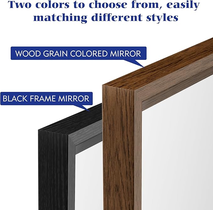 40x36 Inch Bathroom Mirror, Matte Black Framed Rectangle, 4MM Tempered Glass, Anti-Rust, Wall-Mounted Vanity Mirror for Bathroom & Bedroom - Hangs Horizontally or Vertically