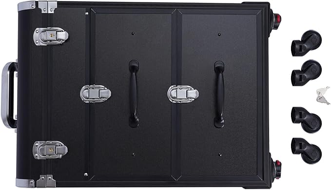 Professional Rolling Makeup Train Case with Drawers, Large Cosmetic Trolley with Locks,Cosmetic Trolley Organizer Case for Travel Makeup/Nail Art/Hair Styling (Black)