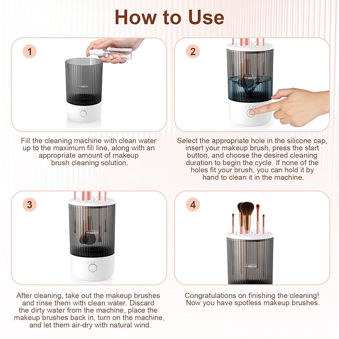 Electric Makeup Brush Cleaner, 6500RPM Automatic Makeup Brush Cleaner Machine, Portable Design with 1800mAh Rechargeable Battery for All Brush Sizes, Perfect Gift for Makeup Lovers