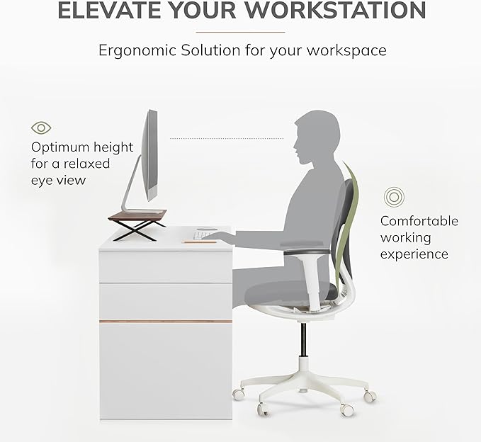 Anji Mountain Monitor Stand - Desktop Organizer & Laptop Riser, Ergonomic Monitor Riser, Space-Saving Monitor Stand for Desk, Durable Construction, Easy Assembly, Ideal for Home & Office,Walnut
