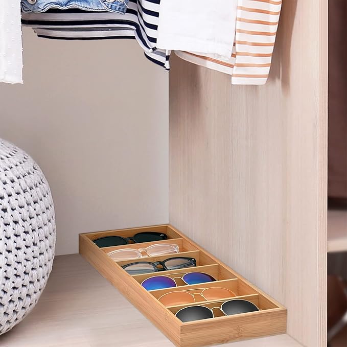 Natural bamboo Glasses Eyeglass Eyewear Sun glasses Sunglasses Box Storage Case Tray Display Showcase Organizer Box