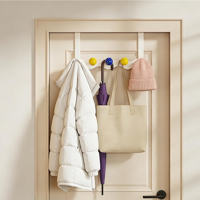 Over Door Coat Rack, Coat Hooks for Door Coat Hanger, Towel Hanger for Bathroom, Door Hanger Hooks, Hooks for Hanging Hat Key Towel Purse Robes Mudroom Entryway