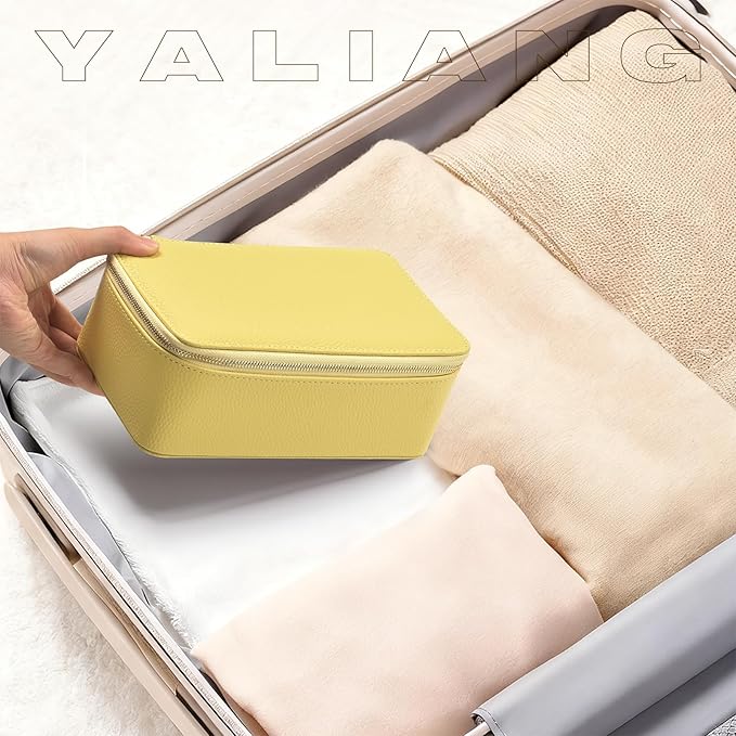 Travel Jewelry Box,Jewelry Travel Organizer for Women, Travel Jewelry Case with 12pcs Velvet Jewelry Pouches for Necklaces Rings Earrings Sorting Storage(yellow
