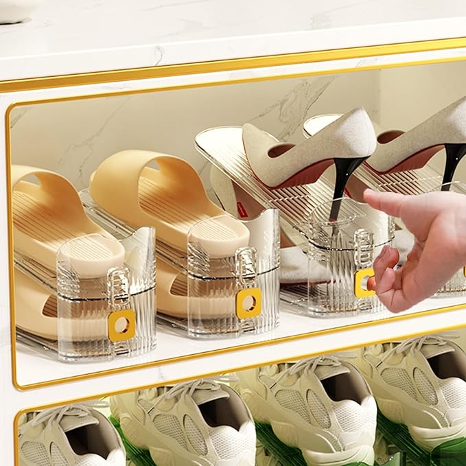 10Pack Shoe Slot Organizers Clear Shoe Stacker Organizer for Closet Shoe Holder Space Saver Rack Storage for Closet (Clear, 10Pack)