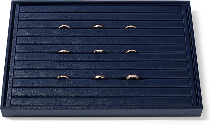 Blue Leather Jewelry Tray Ring Display Trays Earring Display Tray Ring Earrings Studs Tray Jewelry Organizer Showcase Display (Blue)
