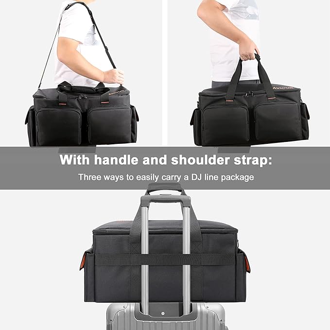 SAVIOUR DJ Cable File Bag, Detachable Padded Bottom and Adjustable Dividers, Stores Music, Audio, and Visual Cabling, Portable Travel Storage and Studio Organization (Orange)