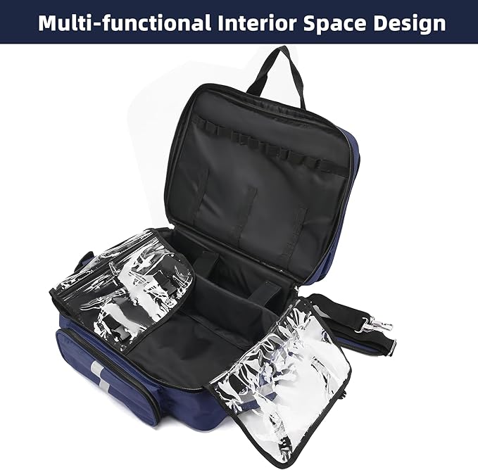 First Aid Bag - Empty Medical Storage Bag for Home Health, Nursing Students, Therapists & Doctors