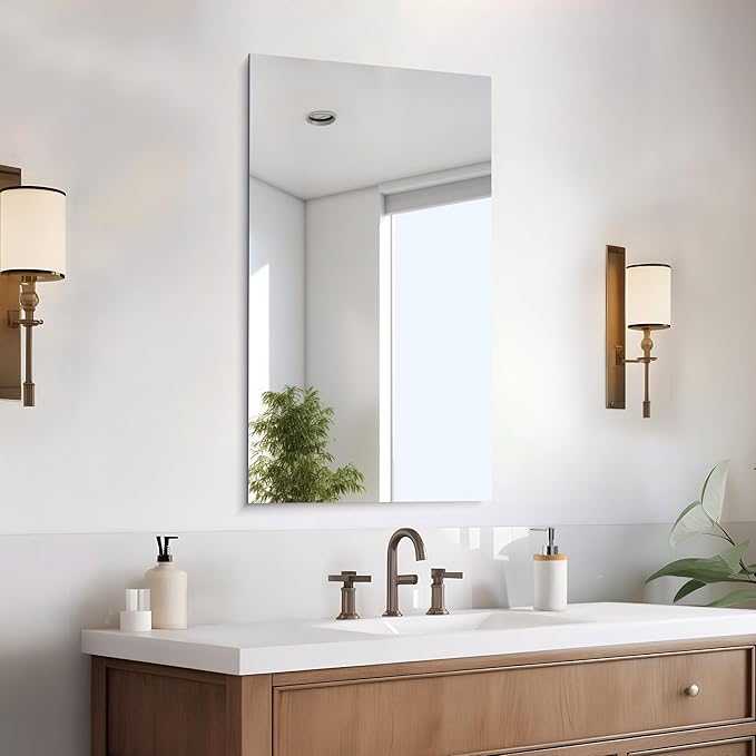 CILIBER Frameless Mirror, 20x36 Inch Bathroom Mirrors for Wall, Rectangle Bathroom Vanity Mirrors with Polished Edge, Hangs Horizontally or Vertically for Bathroom, Bedroom and Living Room