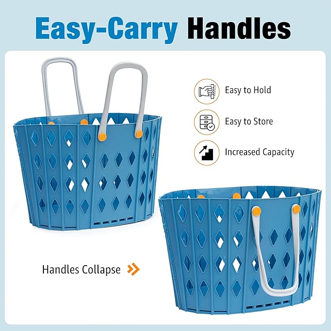 Collapsible Laundry Basket - Durable Foldable Hamper for Room Organization, Blue Laundry Basket Set - 45L