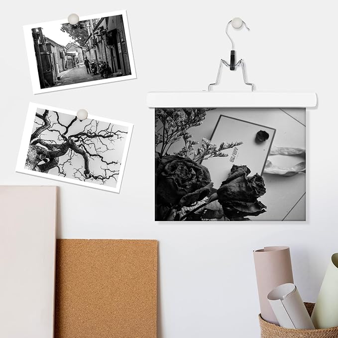 AMKUFO 12 Pack White Wooden Pants Hangers with Clips Non Slip Skirt Hangers Trouser Clamp Hanger Solid Wood Hanger with 360° Swivel Hook