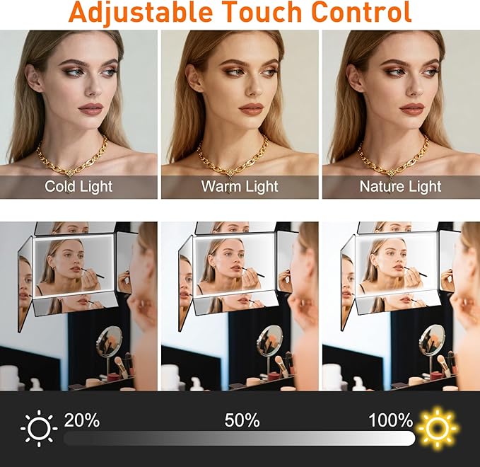 5 Way Mirror for Self Hair Cutting,360 Haircuts Mirror Men for Barber Use Tools,to See Back of Head,Tri Fold with Portable Height Adjustable Telescoping Hooks