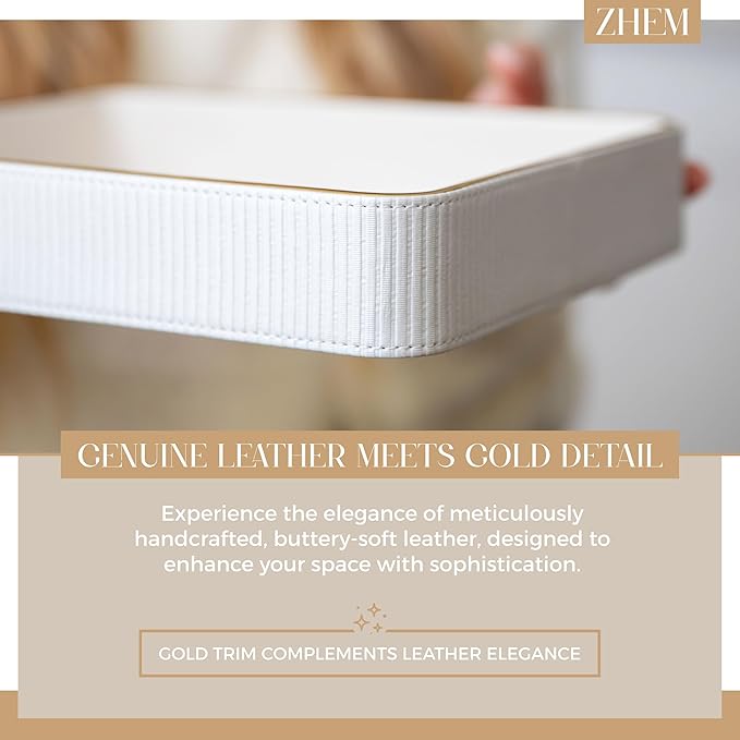 ZHEM Perfume Tray Valet Tray Night Stand Bedside Organizer| Perfume Organizer Catchall| Perfume Trays for Dresser Vanity Tray for Dresser Countertop| Perfume Holder| Nightstand Organizer Women (White)