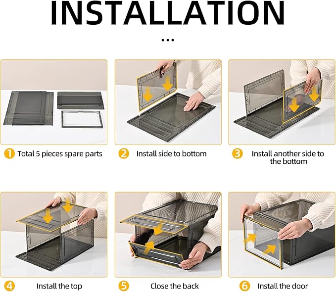 KEFA 8 Pack US 15 XXL Clear Shoe Storage Boxes Stackable, Shoe Organizer Clear Plastic Shoe Boxes, Shoe Case