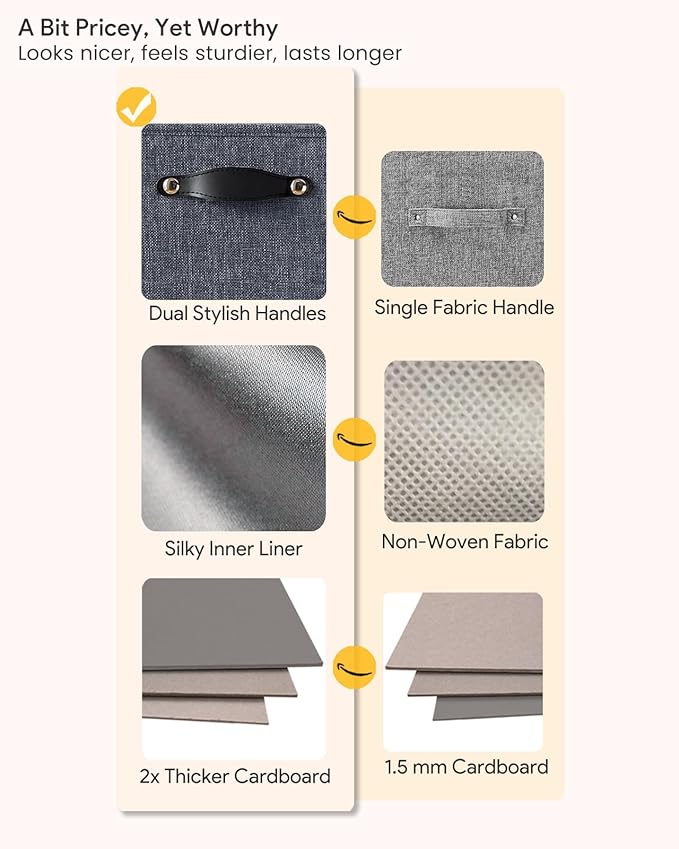Foldable Fabric Storage Bins Cubes, 13x15x13 Inch Kallax Cubby Bins with Dual Handles, Graphite Gray, 4 Pack