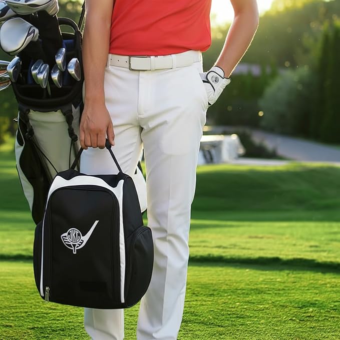 Personalized Golf Shoe Bag for Men and Women – Custom Monogram, 4 Color Options, Golf Accessory Bag and Gift for Golf Lovers and Valentines