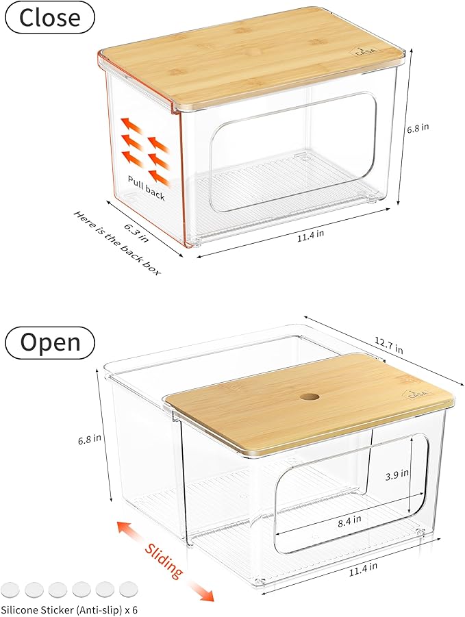 Trash Bag Dispenser Under Sink Organizer - 2 in 1 Trash Bag Holder Plastic Garbage Bags Dispenser Pods Container with Bamboo Lid, Pantry Organizers and Storage Kitchen Laundry Room Organization