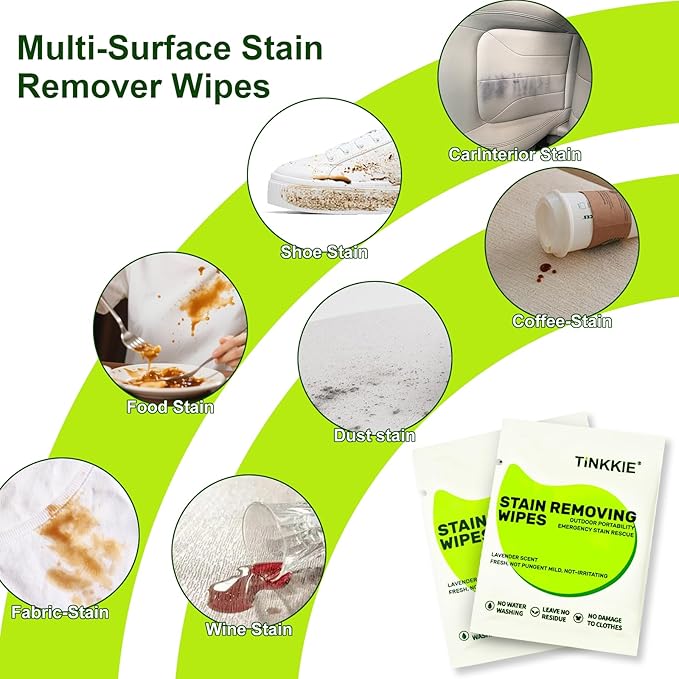 26 Pack Stain Remover Wipes for Clothes & Fabric – Instant Clothing Stain Remover for Shoes, Shirts & Jackets, Individually Wrapped Portable Wipes for Travel & On-the-Go Cleaning